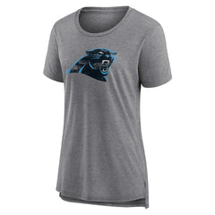 Carolina Panthers Women's Heritage Custom Name & Number Tri-Blend T-Shirt - Gray - NFL