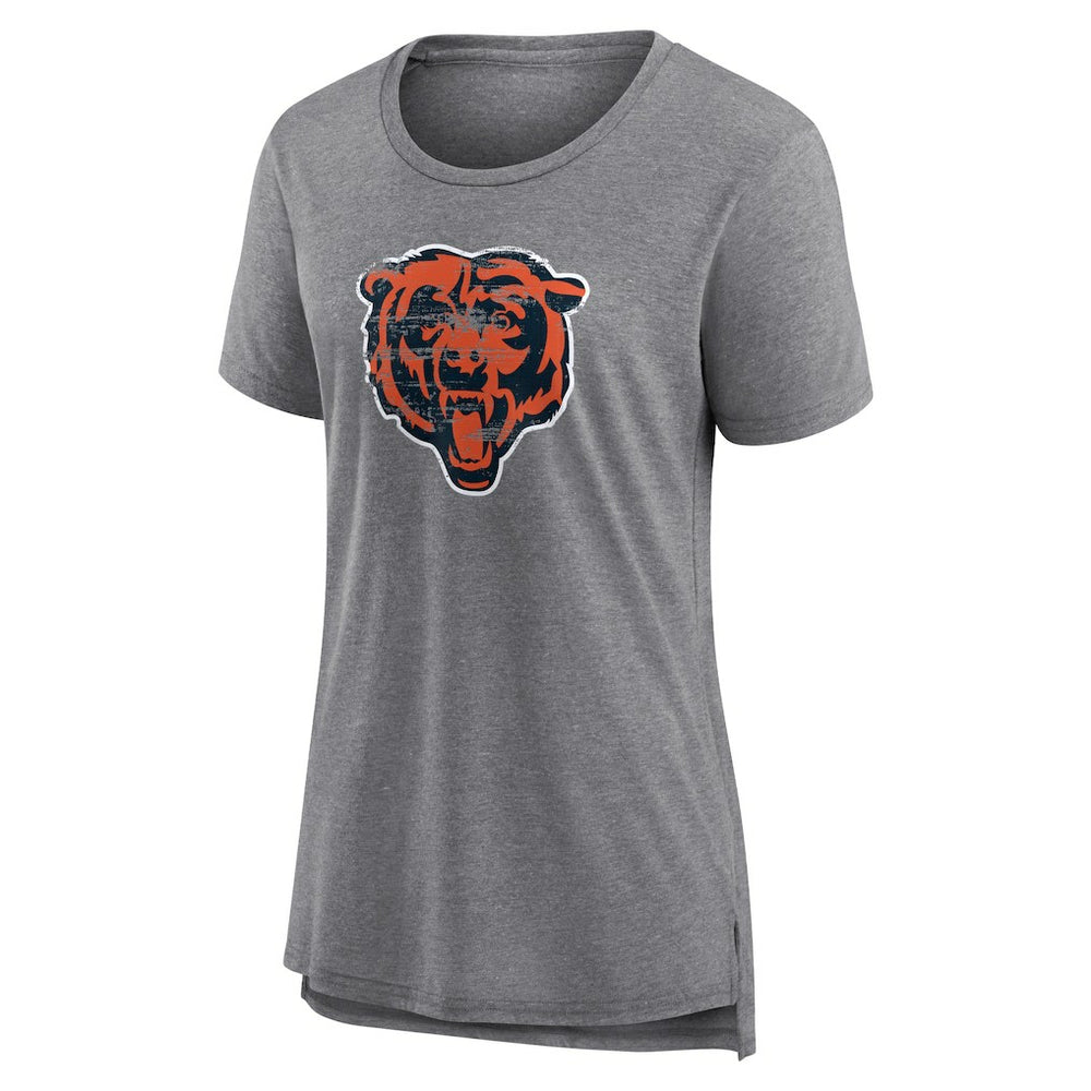 Chicago Bears Women's Heritage Custom Name & Number Tri-Blend T-Shirt - Gray - NFL