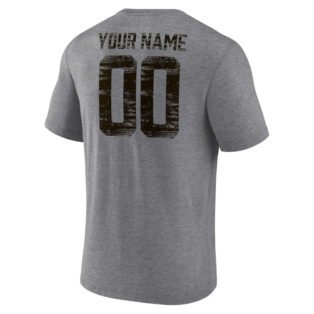 Cleveland Browns Heritage Custom Name & Number Tri-Blend T-Shirt - Gray - NFL