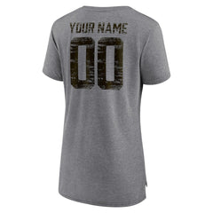 Cleveland Browns Women's Heritage Custom Name & Number Tri-Blend T-Shirt - Gray - NFL