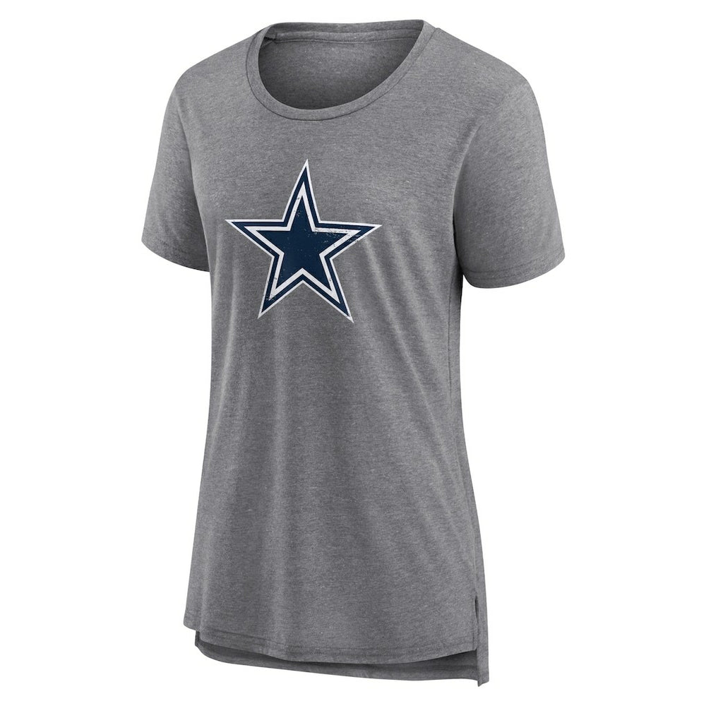 Dallas Cowboys Women's Heritage Custom Name & Number Tri-Blend T-Shirt - Gray - NFL