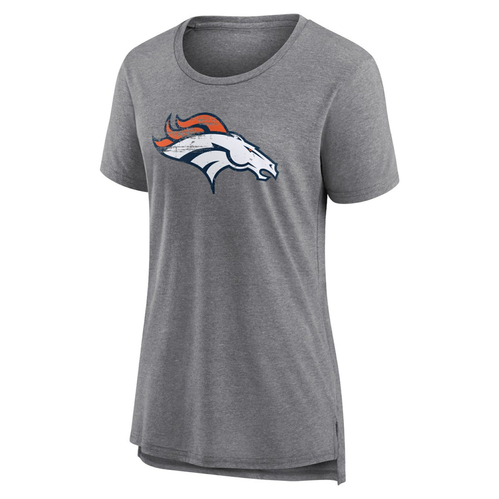 Denver Broncos Women's Heritage Custom Name & Number Tri-Blend T-Shirt - Gray - NFL