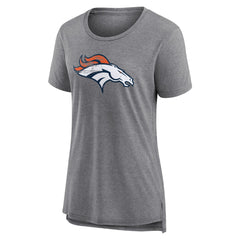 Denver Broncos Women's Heritage Custom Name & Number Tri-Blend T-Shirt - Gray - NFL