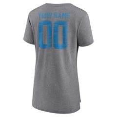 Detroit Lions Women's Heritage Custom Name & Number Tri-Blend T-Shirt - Gray - NFL