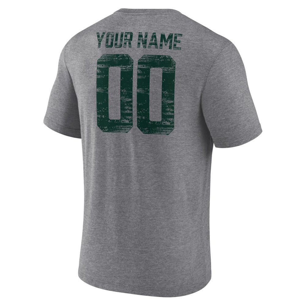 Green Bay Packers Heritage Custom Name & Number Tri-Blend T-Shirt - Gray - NFL