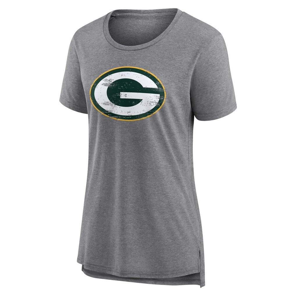 Green Bay Packers Women's Heritage Custom Name & Number Tri-Blend T-Shirt - Gray - NFL