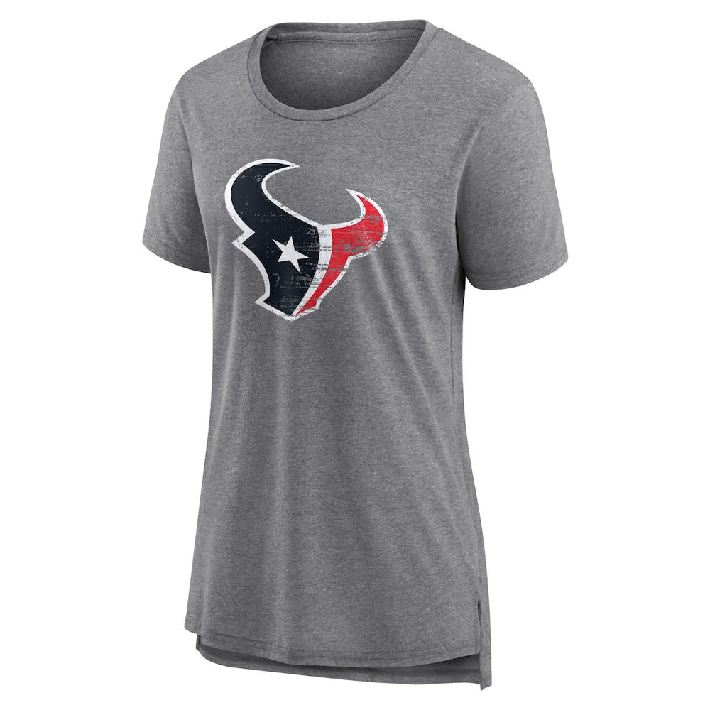 Houston Texans Women's Heritage Custom Name & Number Tri-Blend T-Shirt - Gray - NFL