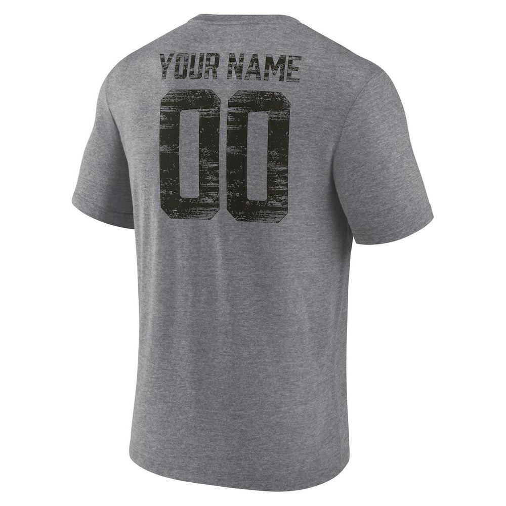 Jacksonville Jaguars Heritage Custom Name & Number Tri-Blend T-Shirt - Gray - NFL