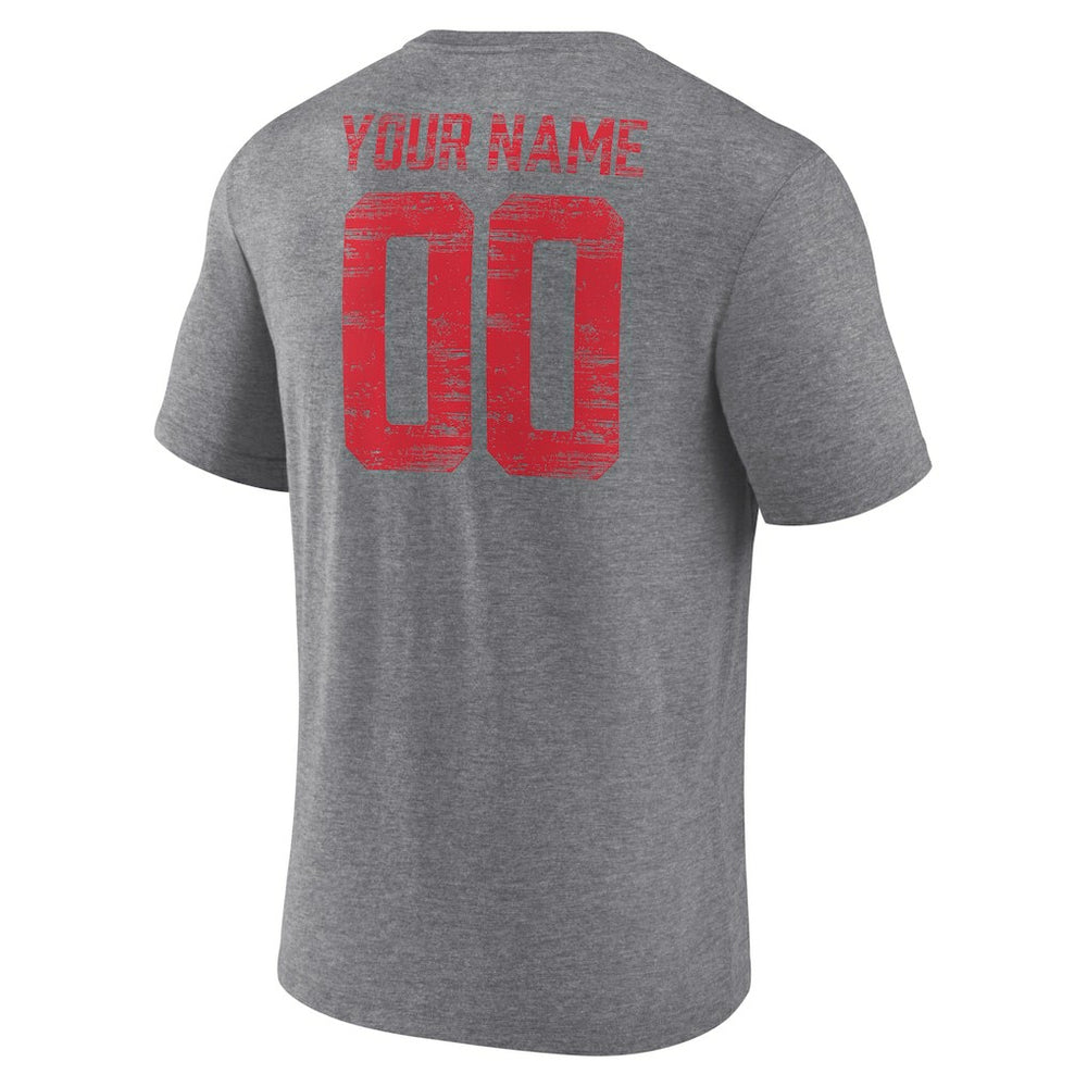 Kansas City Chiefs Heritage Custom Name & Number Tri-Blend T-Shirt - Gray - NFL