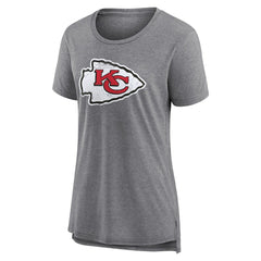 Kansas City Chiefs Women's Heritage Custom Name & Number Tri-Blend T-Shirt - Gray - NFL