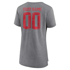 Kansas City Chiefs Women's Heritage Custom Name & Number Tri-Blend T-Shirt - Gray - NFL