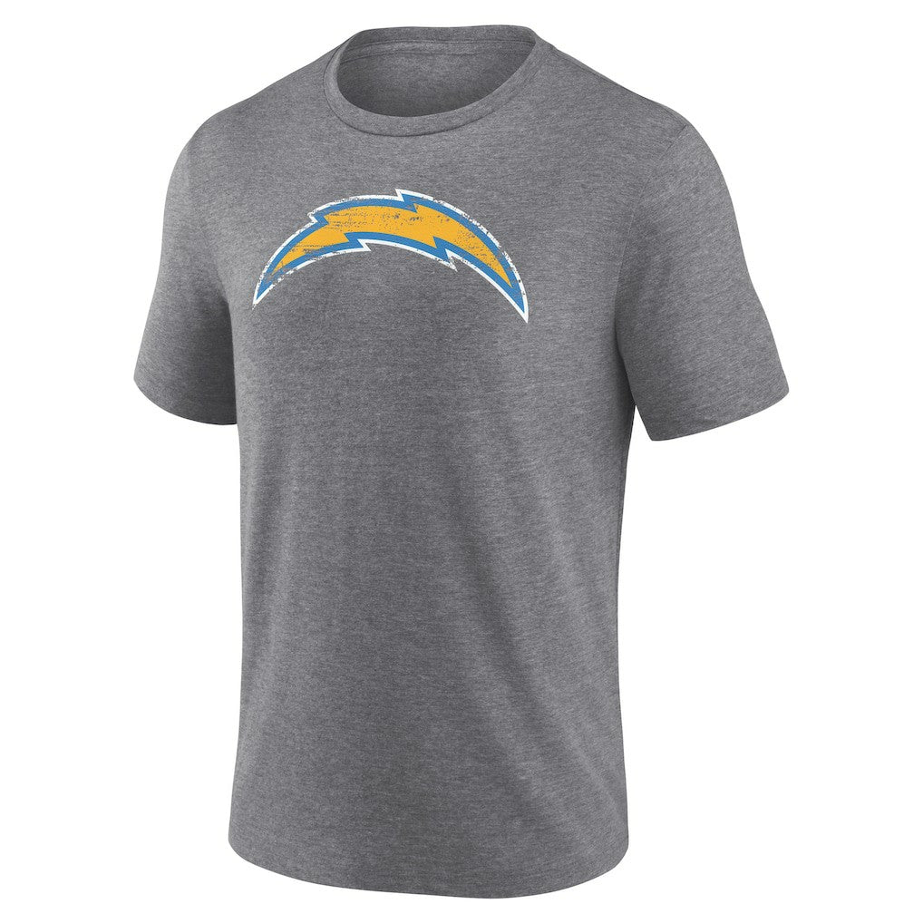 Los Angeles Chargers Heritage Custom Name & Number Tri-Blend T-Shirt - Gray - NFL