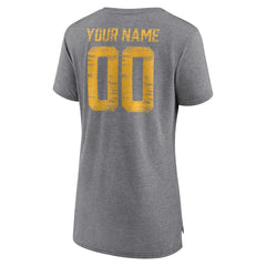 Los Angeles Chargers Women's Heritage Custom Name & Number Tri-Blend T-Shirt - Gray - NFL