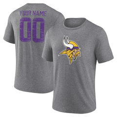 Minnesota Vikings Heritage Custom Name & Number Tri-Blend T-Shirt - Gray - NFL