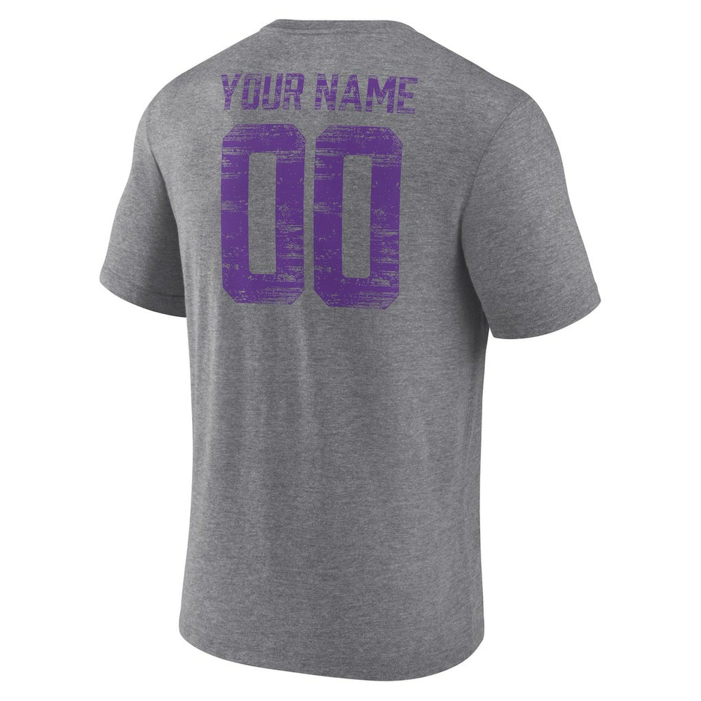 Minnesota Vikings Heritage Custom Name & Number Tri-Blend T-Shirt - Gray - NFL