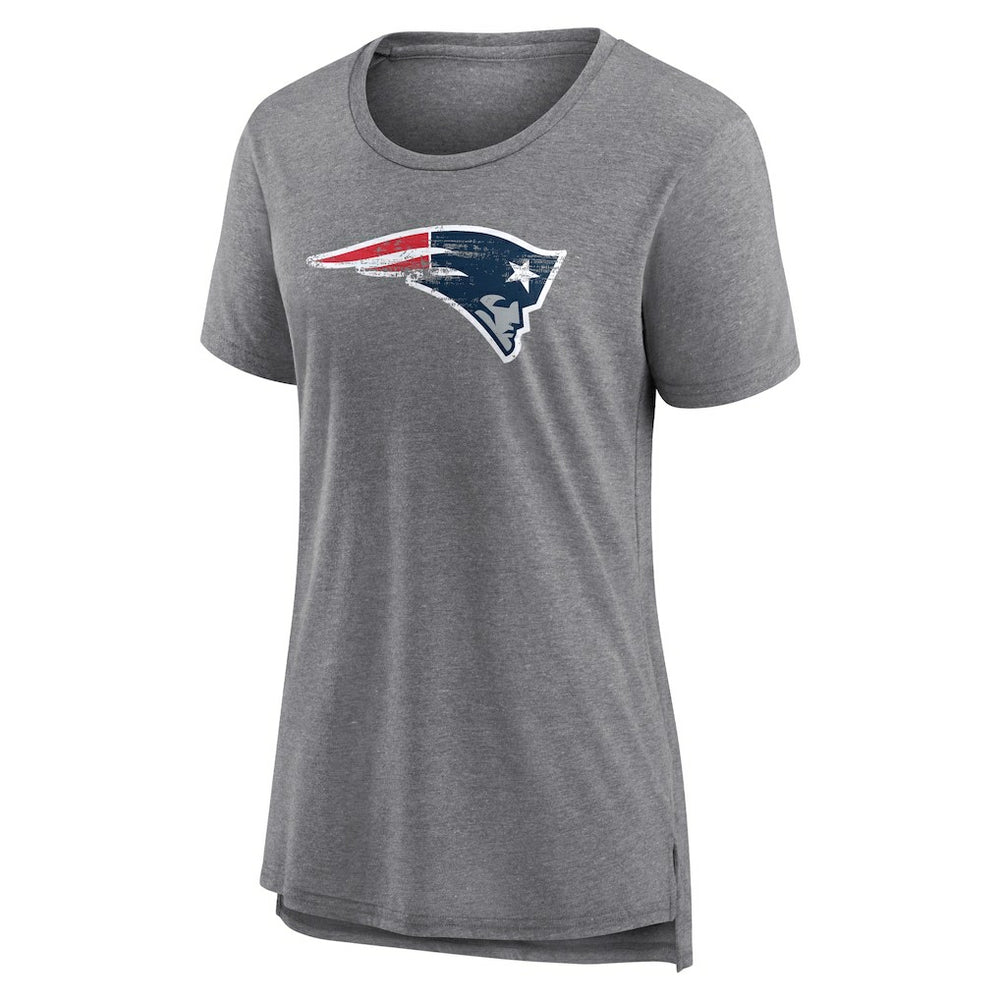 New England Patriots Women's Heritage Custom Name & Number Tri-Blend T-Shirt - Gray - NFL