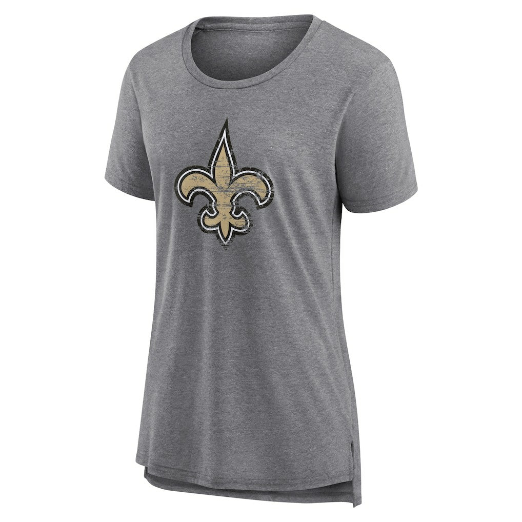 New Orleans Saints Women's Heritage Custom Name & Number Tri-Blend T-Shirt - Gray - NFL