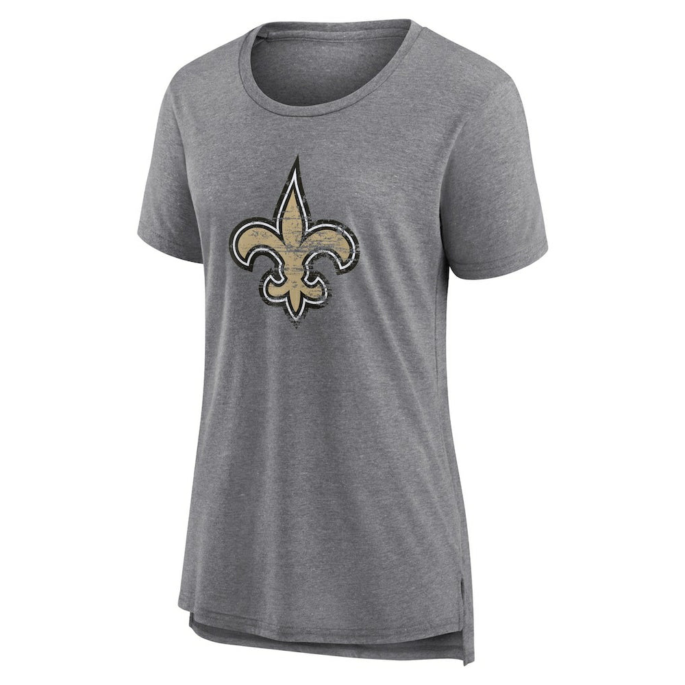 New Orleans Saints Women's Heritage Custom Name & Number Tri-Blend T-Shirt - Gray - NFL