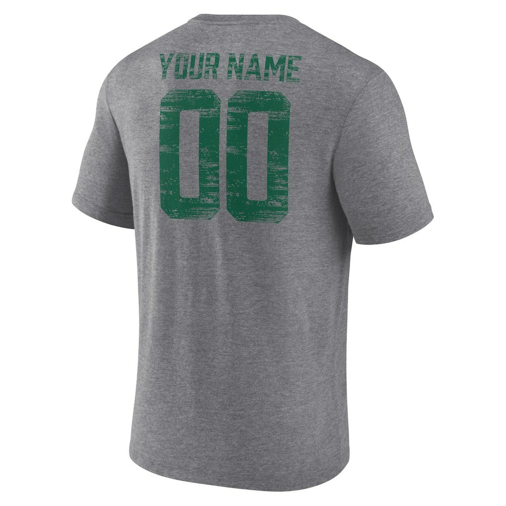 New York Jets Heritage Custom Name & Number Tri-Blend T-Shirt - Gray - NFL