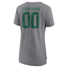 New York Jets Women's Heritage Custom Name & Number Tri-Blend T-Shirt - Gray - NFL