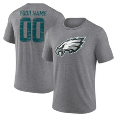 Philadelphia Eagles Heritage Custom Name & Number Tri-Blend T-Shirt - Gray - NFL