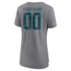 Philadelphia Eagles Women's Heritage Custom Name & Number Tri-Blend T-Shirt - Gray - NFL