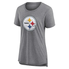 Pittsburgh Steelers Women's Heritage Custom Name & Number Tri-Blend T-Shirt - Gray - NFL