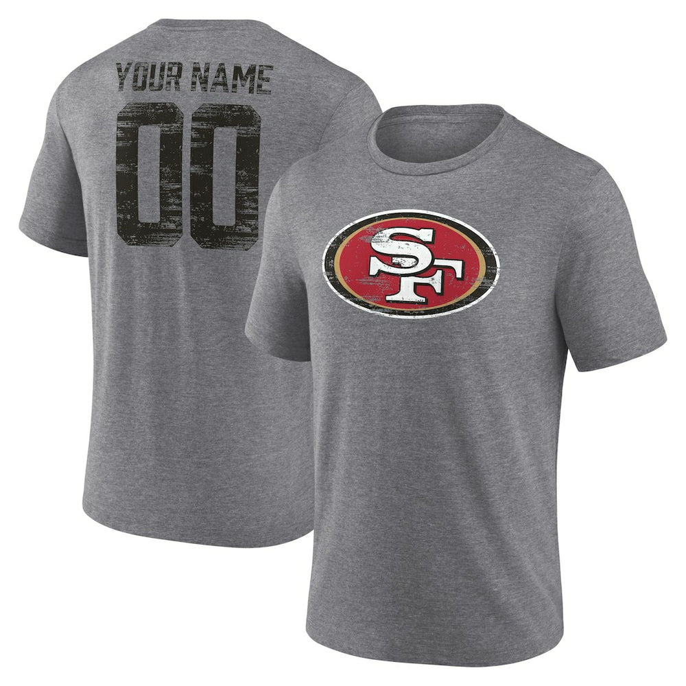 San Francisco 49ers Heritage Custom Name & Number Tri-Blend T-Shirt - Gray - NFL