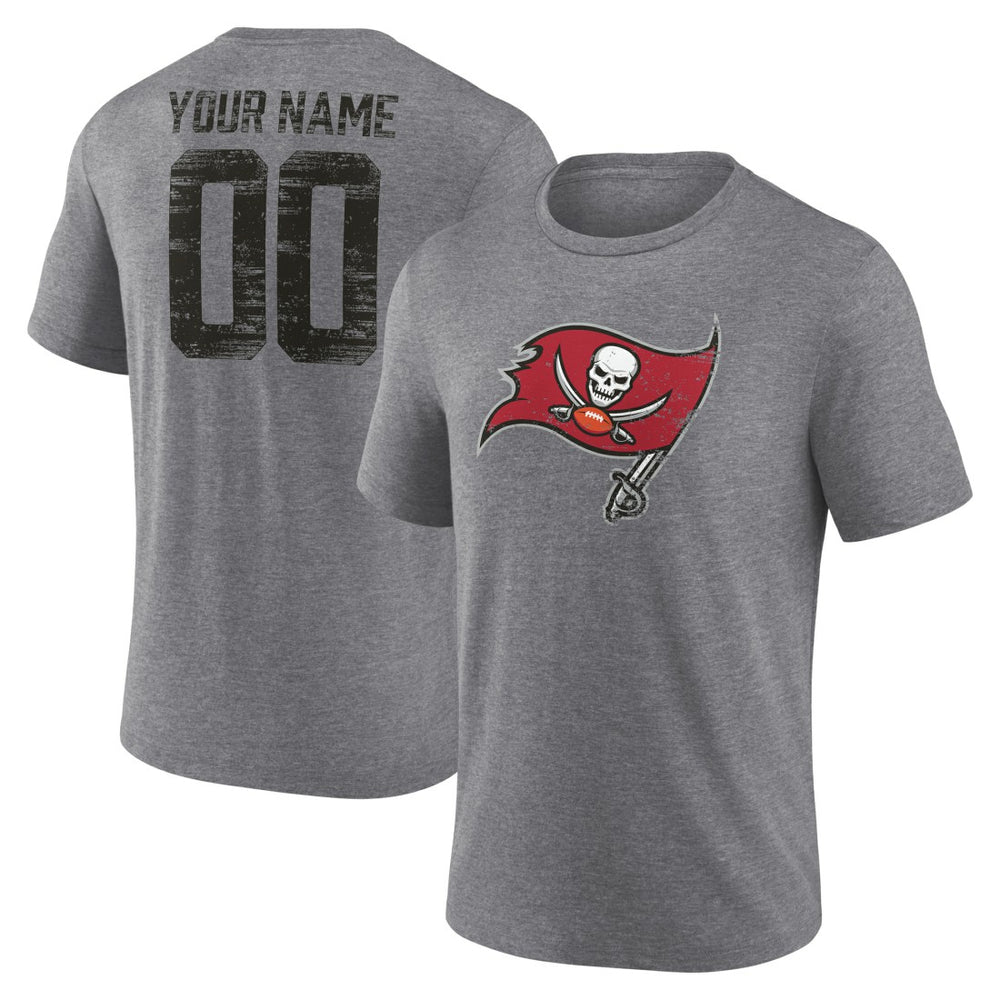 Tampa Bay Buccaneers Heritage Custom Name & Number Tri-Blend T-Shirt - Gray - NFL