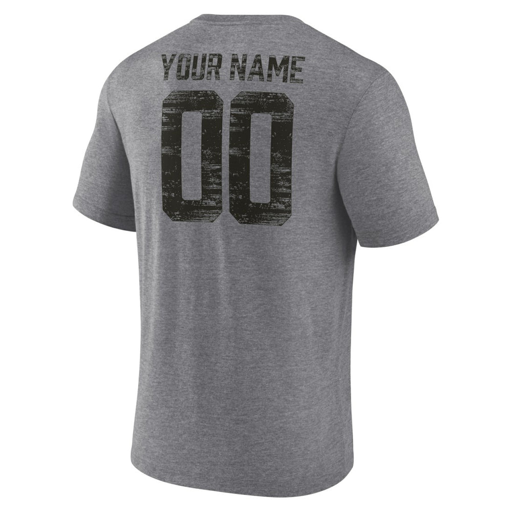 Tampa Bay Buccaneers Heritage Custom Name & Number Tri-Blend T-Shirt - Gray - NFL
