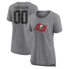 Tampa Bay Buccaneers Women's Heritage Custom Name & Number Tri-Blend T-Shirt - Gray - NFL