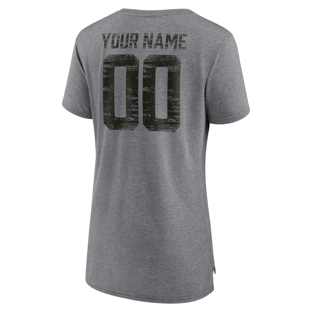 Tampa Bay Buccaneers Women's Heritage Custom Name & Number Tri-Blend T-Shirt - Gray - NFL