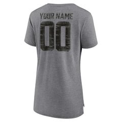 Tampa Bay Buccaneers Women's Heritage Custom Name & Number Tri-Blend T-Shirt - Gray - NFL
