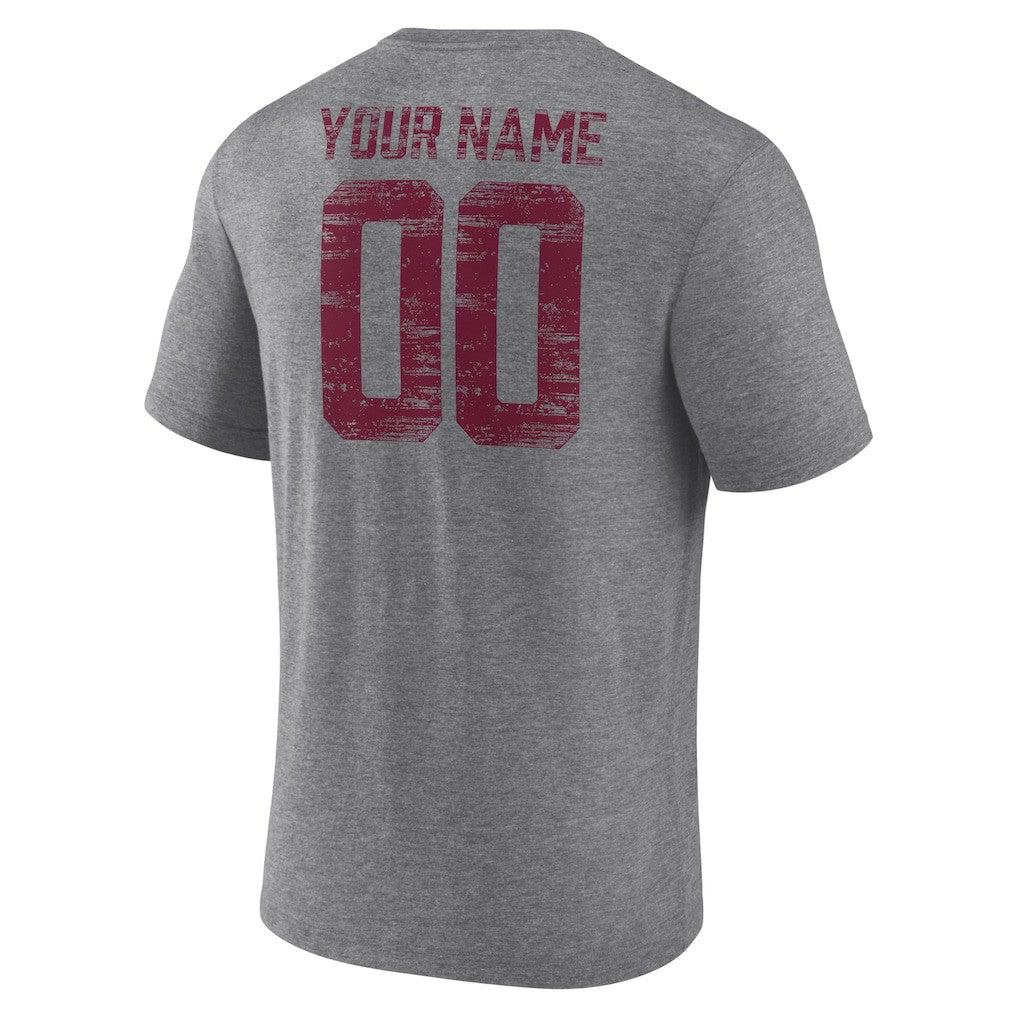 Washington Commanders Heritage Custom Name & Number Tri-Blend T-Shirt - Gray - NFL