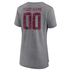 Washington Commanders Women's Heritage Custom Name & Number Tri-Blend T-Shirt - Gray - NFL