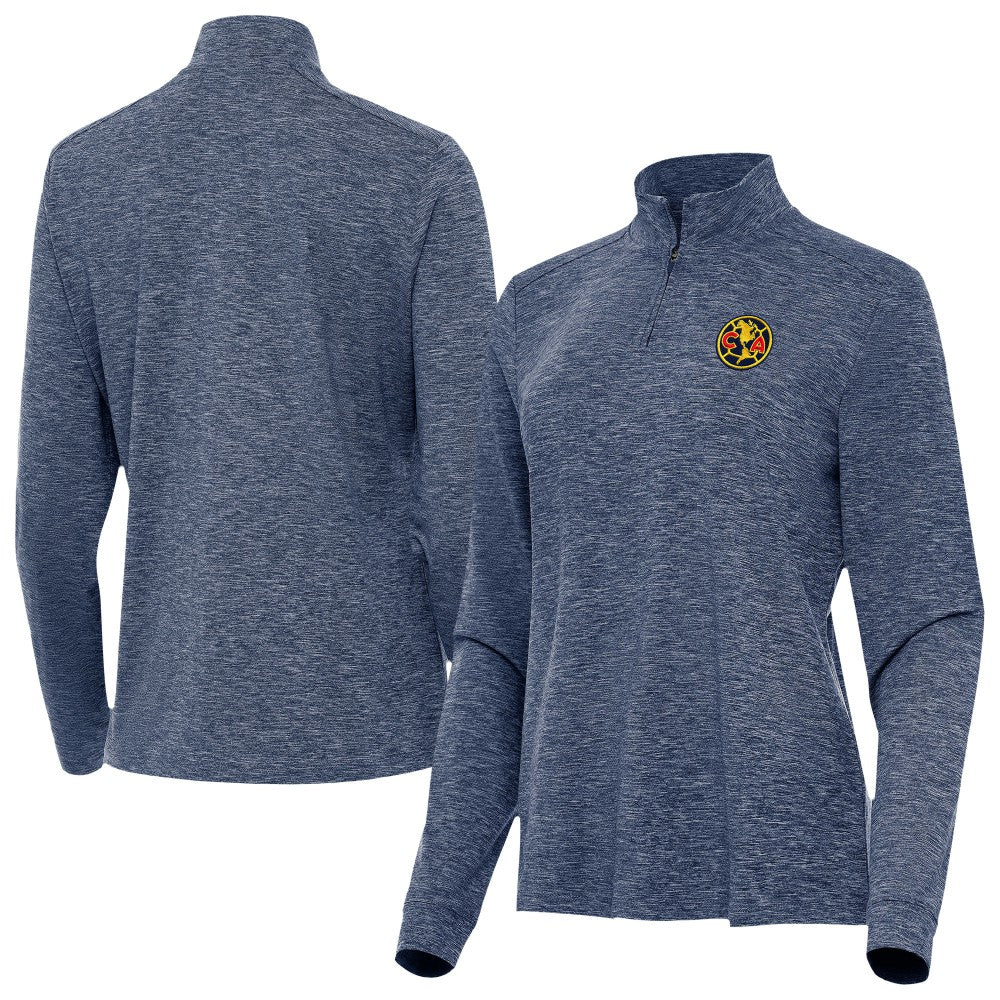 Club America Antigua Women's Master Quarter-Zip Pullover Heather Navy