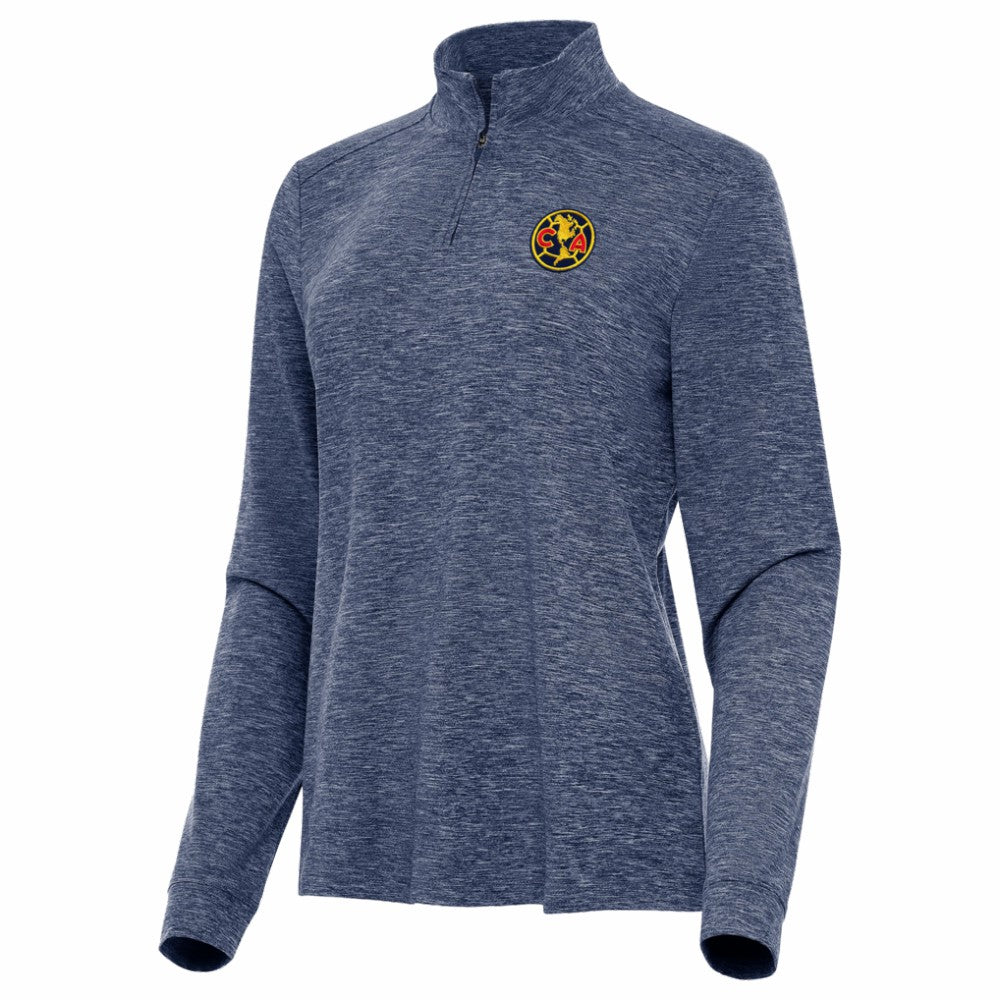 Club America Antigua Women's Master Quarter-Zip Pullover Heather Navy