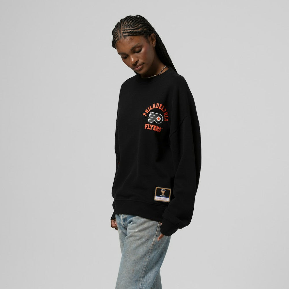 Philadelphia Flyers Mitchell & Ness Women's Vintage Crewneck Sweatshirt - Black | NHL Clearance