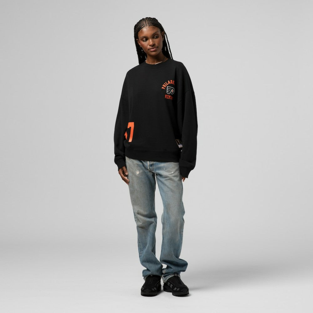 Philadelphia Flyers Mitchell & Ness Women's Vintage Crewneck Sweatshirt - Black | NHL Clearance
