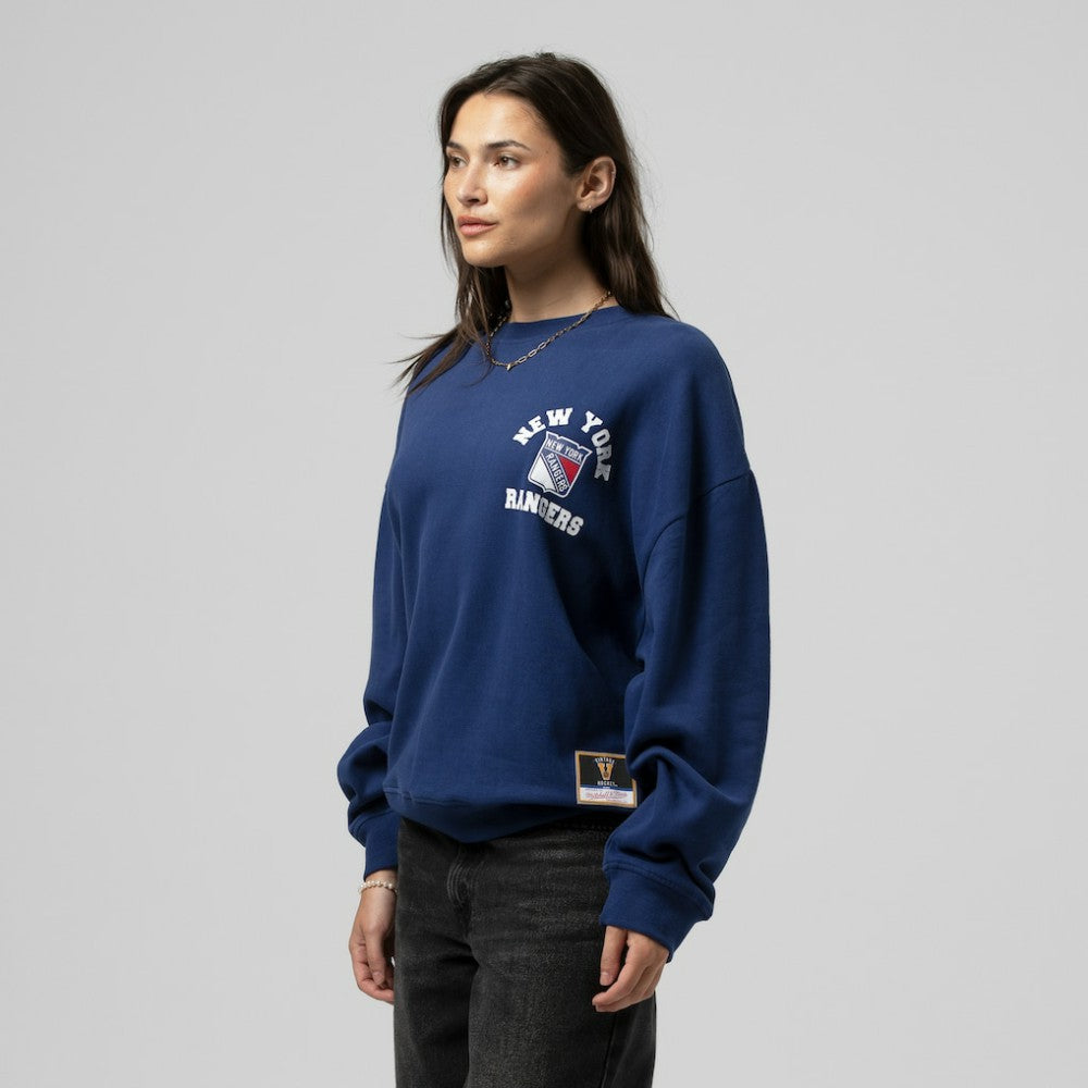 New York Rangers Mitchell & Ness Women's Vintage Crewneck Sweatshirt - Blue | NHL Clearance