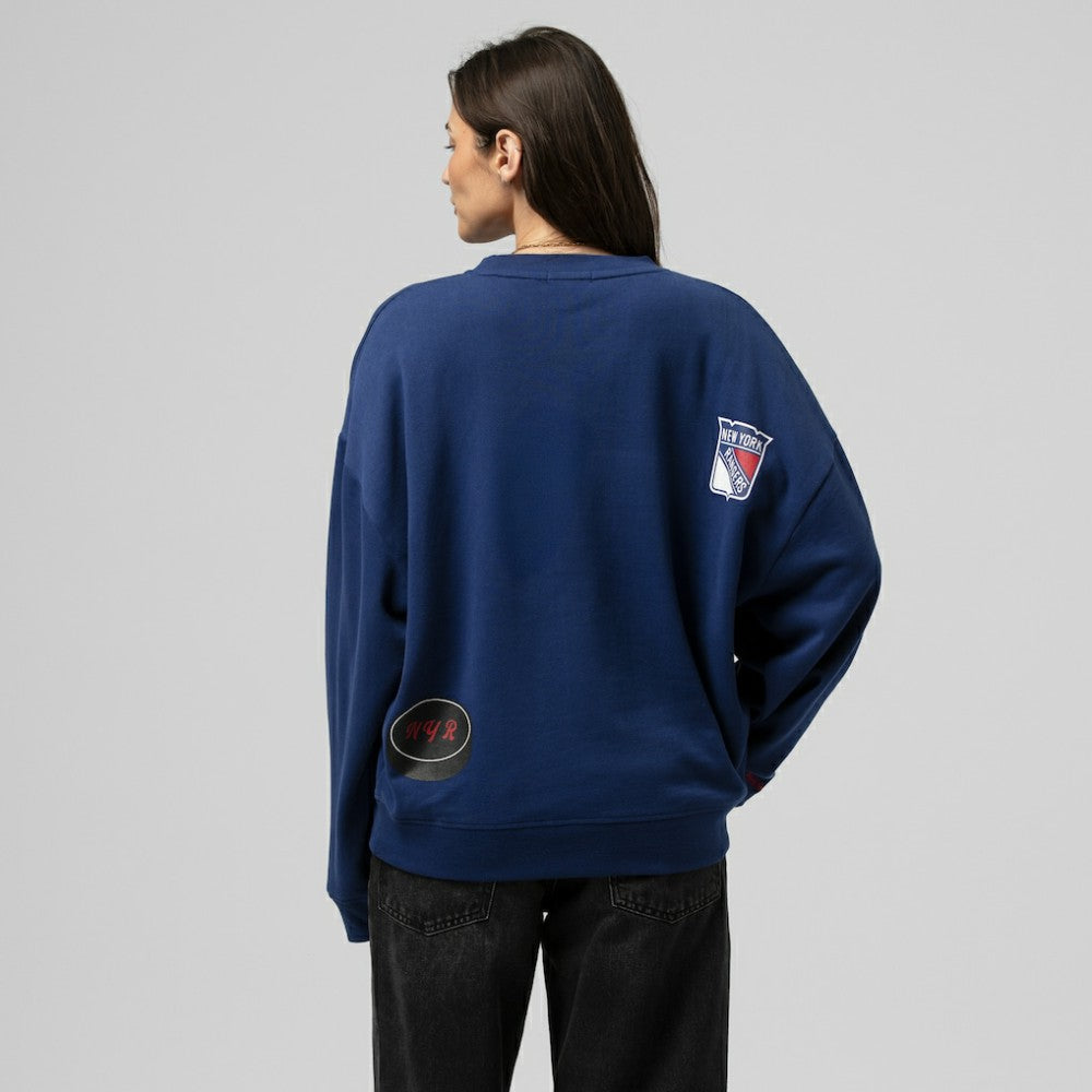 New York Rangers Mitchell & Ness Women's Vintage Crewneck Sweatshirt - Blue | NHL Clearance