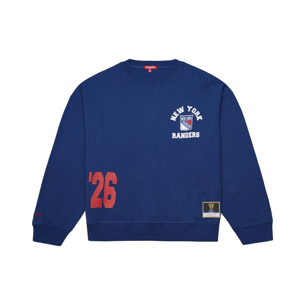 New York Rangers Mitchell & Ness Women's Vintage Crewneck Sweatshirt - Blue | NHL Clearance