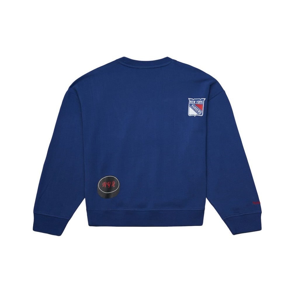 New York Rangers Mitchell & Ness Women's Vintage Crewneck Sweatshirt - Blue | NHL Clearance