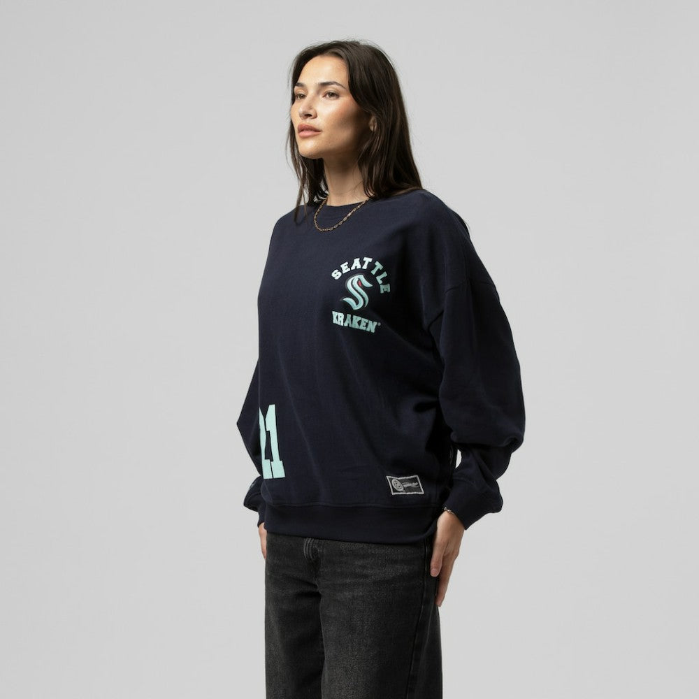 Seattle Kraken Mitchell & Ness Women's Vintage Crewneck Sweatshirt - Deep Sea Blue | NHL Lifestyle