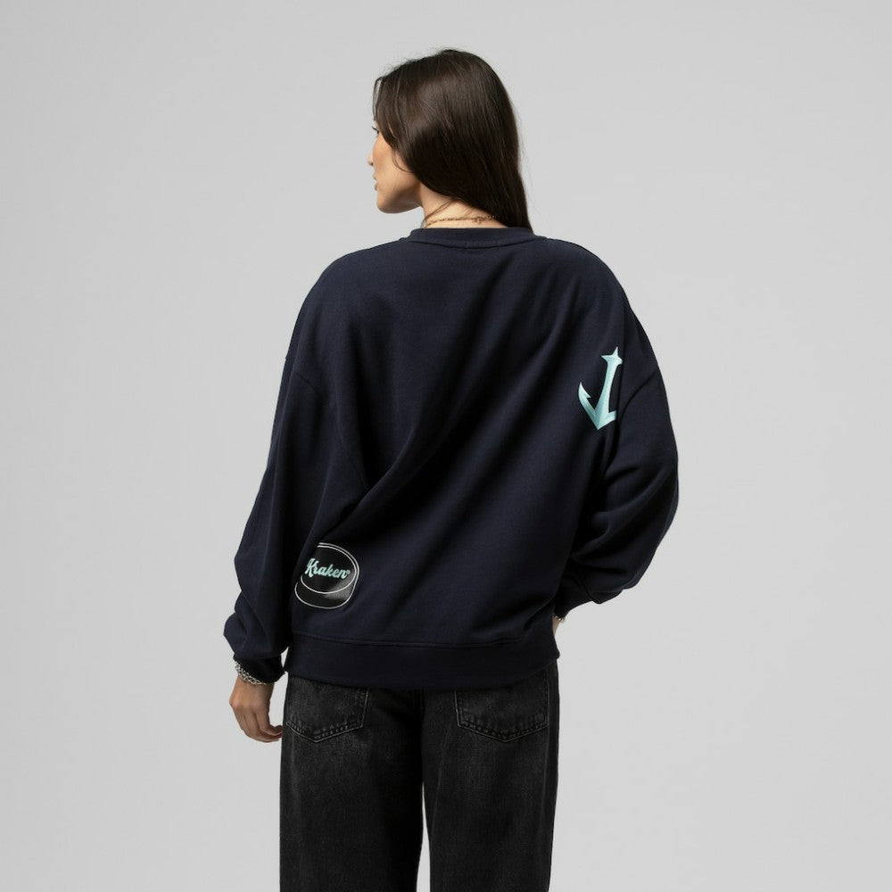 Seattle Kraken Mitchell & Ness Women's Vintage Crewneck Sweatshirt - Deep Sea Blue | NHL Lifestyle
