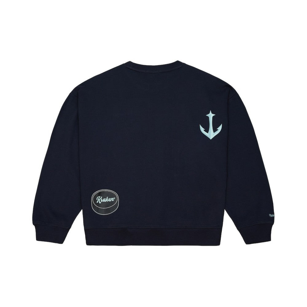 Seattle Kraken Mitchell & Ness Women's Vintage Crewneck Sweatshirt - Deep Sea Blue | NHL Lifestyle