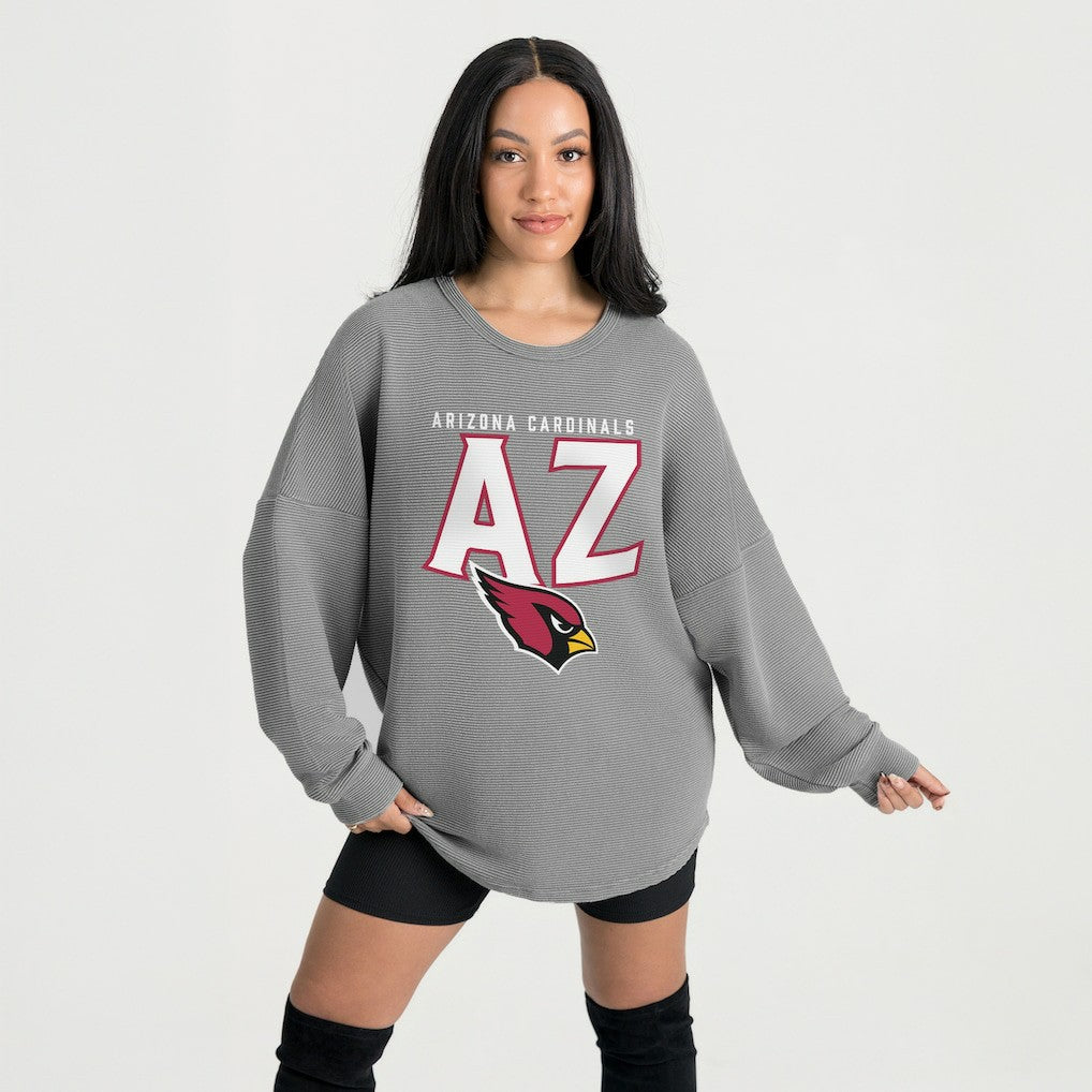 Arizona Cardinals Gameday Couture Women's Oversized Pure Motion Corded Sweatshirt - Gray - NFL