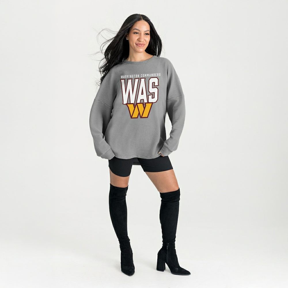Washington Commanders Gameday Couture Women's Oversized Pure Motion Corded Sweatshirt - Gray - NFL