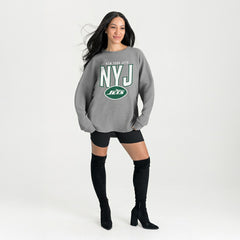 New York Jets Gameday Couture Women's Oversized Pure Motion Corded Sweatshirt - Gray - NFL