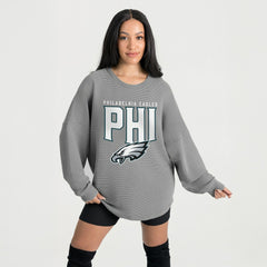 Philadelphia Eagles Gameday Couture Women's Oversized Pure Motion Corded Sweatshirt - Gray - NFL
